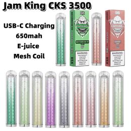 Elektronische Zigarette EU Warehouse Vape Pen Jam King CKS 3500 USB-C Charging Mesh Coil Puff 2800 6 ml Vorgefüllter 650 mAh wiederaufladbarer Batteriestift mit Fruchtgeschmack