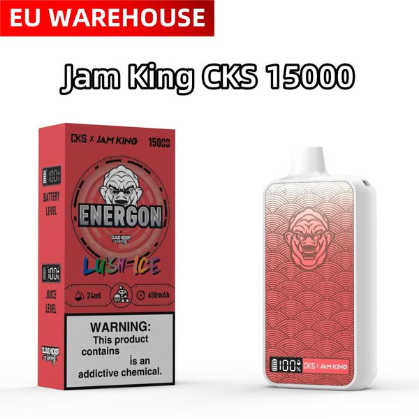 Cigarette électronique JAM KING CKS energon 15000 vape desechable 24 ml USB-C Charge E Liquid Power Écran Affichage Bobine de maille vs Tornado Vape puff 12000 15000