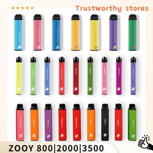 Cigarettes électroniques Zooy XXL 2000 3500 Puff 800 Dispositif Vape Pen jetable 1000mAh Batterie 2% 5% 0% 20mg 0mg 50mg Pods Kit de vapeurs préremplies en gros