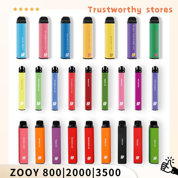 Cigarrillos electrónicos Zooy XXL 2000 3500 Puff 800 Dispositivo Vape Pen 1000mAh Batería 2% 5% 0% 20mg 0mg 50mg Pods Kit de vapores precargados al por mayor