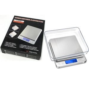 Electronic Digital Kitchen Scale 500g/0.01g 1kg 2kg 3kg/0.1g Precise Pocket Scale LCD Display Weight Grams Balance Measuring Weighing with 2 Trays for Cooking Baking