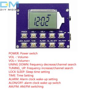 Affichage électronique MODULE RADIO 3 GAMMES DE FREQUENCES FM AM AM COURT LAVE LAVE MIDE MIDEWAVE LCD LCD Affichage Timer de prise en charge ON / OFF