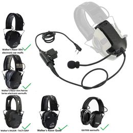 Adaptador de orejas electrónicas Kit de micrófono externo para caminantes Auriculares de tiro táctico de afeitar con táctico U94 PTT 240529