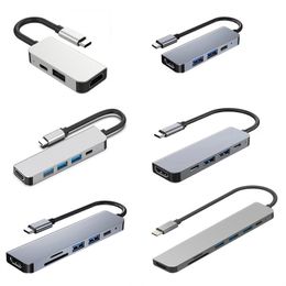 USB Hub 3 en 1-7 en 1 Type C TO TO HDMI Compatible Dock SD / TF Carte Reader PD Fonde rapide pour MacBook Notebook Hubs ordinateur Hubs Acositez les accessoires d'ordinateur