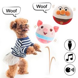 Balle électronique de jouet de chien de compagnie rebondissant des balles de saut parlant interactif en peluche poupée jouets cadeau pour animaux de compagnie USB Rechargeable 240131