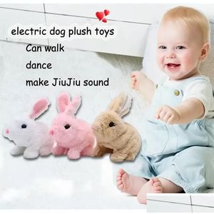 Toyadores electrónicos de mascotas Nuevo diseño suave lindo interactivo teddy electric de conejo muñeca relleno peluche juguetes peluche juguetes de entrega de entrega de regalos nov dhmlf
