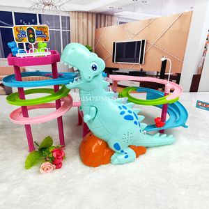 Electronic Pets Brand Electric Slide Railcar Track jouet 3-6 ans Dinosaure monter les escaliers musique lumière jouer jouets éducatifs interactifs 221021