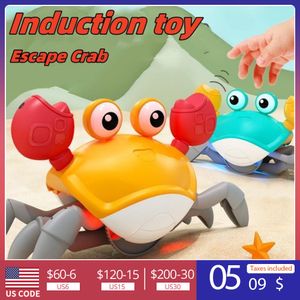 Electronic Pets Crawling Escape Crab Automatic Induction Obstacle Avoidance Crab Electric Luminous Music Toys Rechargeable Musical Children Toys 230613