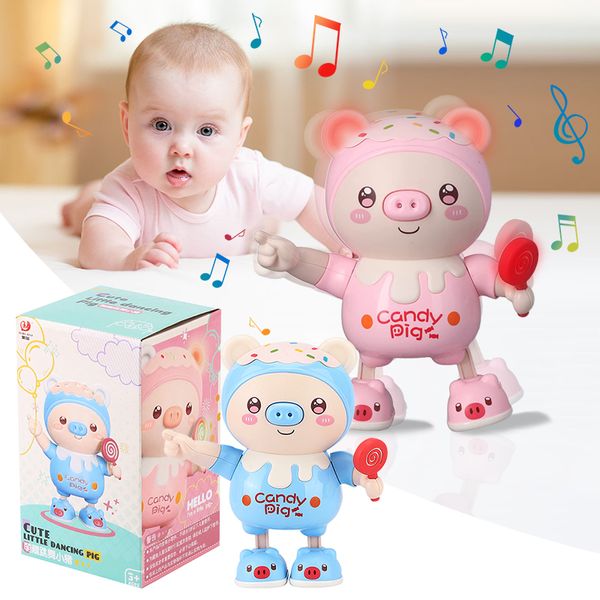 Animaux de compagnie électroniques cochon danse jouet bébé danse Robot avec balançoire lumière musique mignon cochon dessin animé Animal bébé ramper jouet éducatif