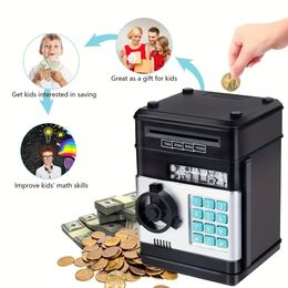 Alcancía electrónica Automática Mini Monedas seguras Ahorro de efectivo Caja de dinero Contraseña Contador Código Cerradura de llave Banco de monedas Cajero automático Regalo para niños 240222