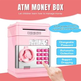 Electronic Piggy Bank Safe Money Box Tirelire para niños Monedas digitales Digital ahorro de efectivo Depósito de seguridad Regalo de cumpleaños de cajero automático L251F