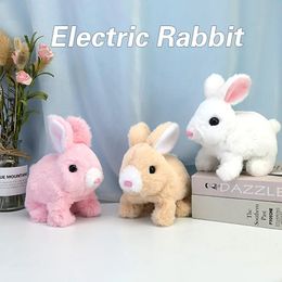 Electronic Laph Rabbit Toy Robot Bunny marche sauter la course d'animaux Animal Erelles mignonnes Pet électrique pour enfants cadeaux d'anniversaire 240407