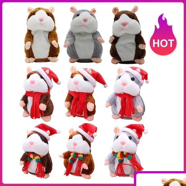 Juguetes electrónicos de peluche 2023 Regalo de Navidad Eléctrico Interesantemente hablando Hamster Plushdolls Registros para caminar Repetir Voic educativo Dhzue