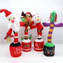 Elektronisch knuffels Nieuw elektrisch speelgoed Kerstman Sneeuwpop Dansen Cactus Zand Scpture Draaien P Leren praten en zingen Pop 1028 Drop D Otivr