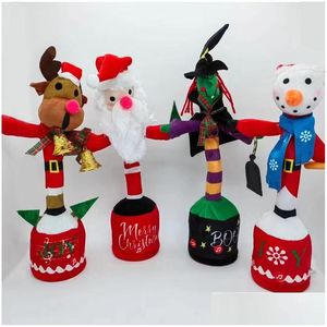 Elektronisch pluche speelgoed Nieuw elektrisch speelgoed Santa Snowman Dancing Cactus Sand Scpture Twisting Leren om te praten en zingen Dop Druppel Dhctg