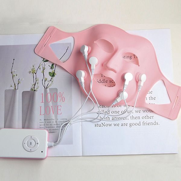 Máscara de estiramiento facial de silicona reutilizable electrónica Máscara de vendaje para blanquear la piel Microcorriente Gel suave Aparato de masaje facial Antiarrugas Instrumento de belleza para el hogar