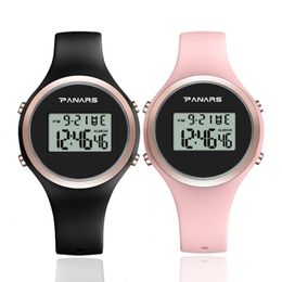 Elektronische horloges voor vrouwen Panars Kijken Pink Black Silicone Riem jurk LED Digitale polshorloge Sport Clock Relogio Feminino