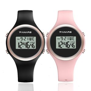 Relojes electrónicos para mujer, reloj Panars, rosa, negro, correa de silicona, vestido, reloj de pulsera Digital Led, reloj deportivo, reloj femenino