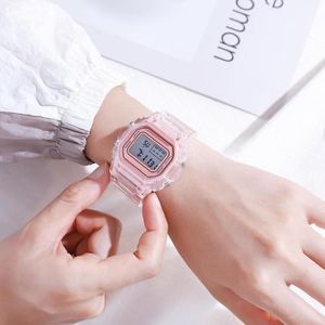 Elektronische Horloges Voor Vrouwen Rose Goud Siliconen Band Transparante Jurk LED Digitale Horloge Sport Klok Relogio Feminino Polsw261n