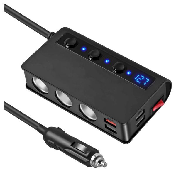 Электроника TR24 3 розетки 4usb180w высокая мощность быстрая зарядка адаптер прикуривателя разветвитель Qc3.0 автомобильное зарядное устройство с переключателем