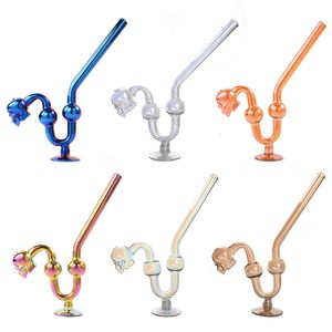 Electroplate Heady Pyrex Pipes à fumer Brûleur à mazout en verre Bubbler Pipes à tabac colorées Type libre Brûleur à mazout Mini concentré de cire Dab Rigs