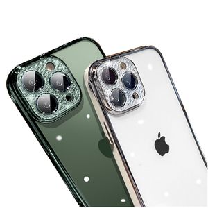 Étuis de téléphone galvanisés pour iphone 14 13 mini 12 11 Pro X XS Max 7 8 Plus Couverture antichoc Shining Diamond Camera Protecteur d'écran