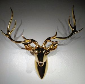 Electroplating Big Deer Head Decoratieve Objecten Opknoping Hars Ambachten Home Bar Club KTV Decoratieontwerp