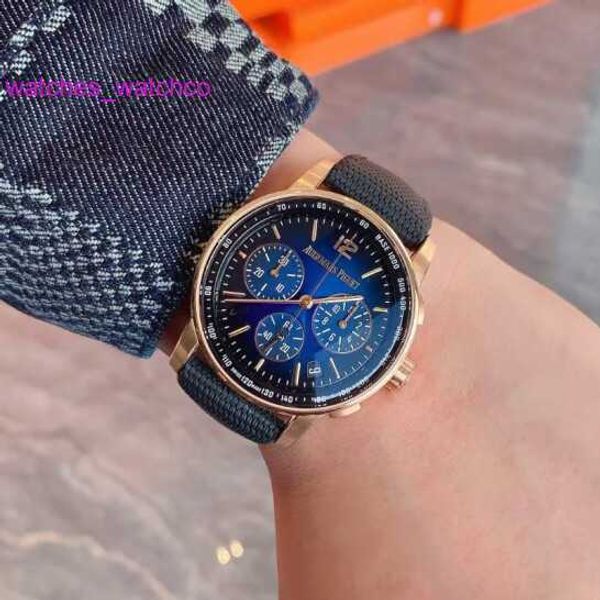 Elegance AP Reloj de pulsera Epi CODE 11.59 Serie 26393OR Oro rosa Placa azul ahumada Moda para hombre Ocio Negocios Reloj cronógrafo deportivo