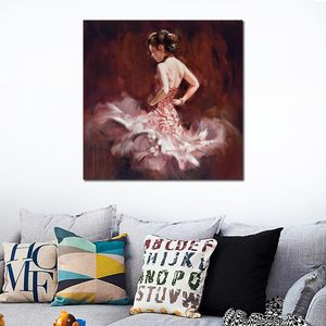 Elegantie Spaans Dansen Canvas Kunstwerk Fantasia Handgemaakte Hedendaagse Figuratieve Kunst voor Studio Decor