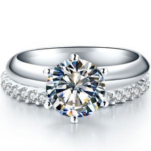 Elegante 2Ct Synthetische Diamanten Set Ringen voor Vrouwen Echt 925 Sterling Zilveren Sieraden Wit Vergulde Belofte Ring voor Her189b