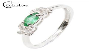 Elegante 925 zilveren verlovingsring voor vrouw 3 mm 6 mm natuurlijke smaragdring Ring vaste zilveren smaragd ring druppel 5137838