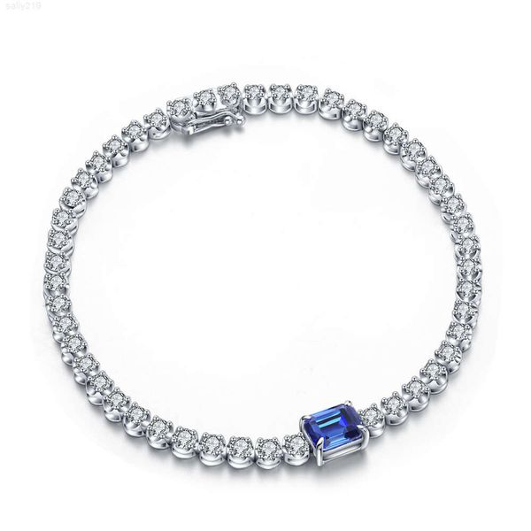 Bracelet et bracelets de tennis en moissanite pour femmes, bijoux élégants en or blanc 9 carats, saphir cultivé en laboratoire, taille émeraude