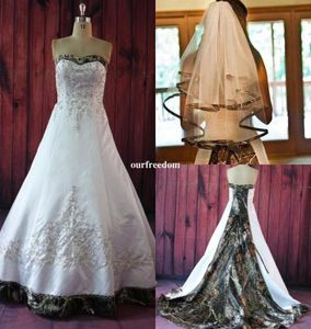 Elegant A Line Camo Robes de mariée Broderie Lacet Up Up Court Train Plus taille Vintage Country Garden Robes de mariage Bridal WI1026977
