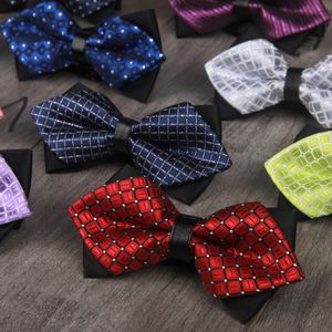 Elegant verstelbare vlinderdas Plaid Pattern Business Suit Shirt Shirt Bowtie For Men Engagement Wedding Ties Dress