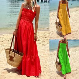 Élégant et bohème printemps de printemps pour femmes sans bretelles Boho Robe de vacances Color - Red Yellow Green Green Tailles S-XL AST183085