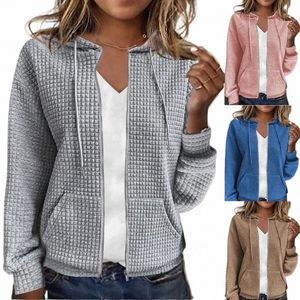 elegante en fiable geruite nieuwe casual stijl losse vest met capuchon en capuchon Lg mouwen hoodie jas N3oR #