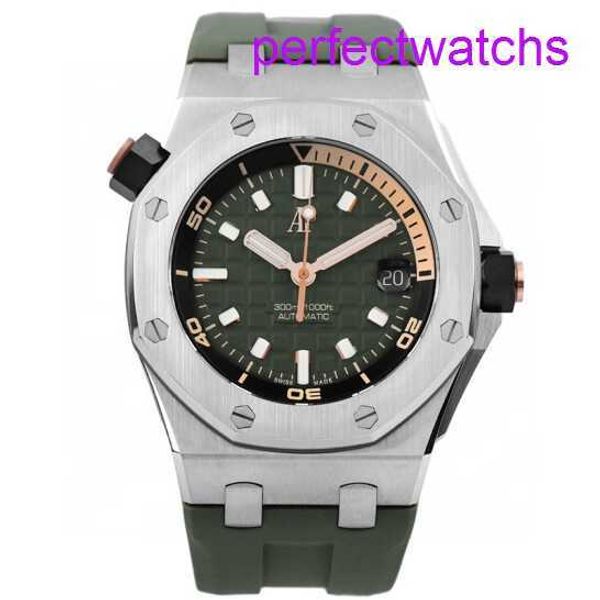 Elegant AP Wrist Watch Royal Oak Offshore 15720st Avocado Green Plate Green Face Gold Pointer 42mm Gauge Set