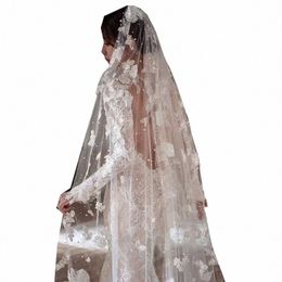 Elegante applique fr Bridal Veils beaded one-layer parels met Comb Bridal 1t Wedding Veil D2L0#