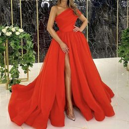 Elegant Arabisch Midden -Oosten Red Blush Pink Prom -jurken Eén schouder High Side Split Formal Dress Evening feestjurken 211e