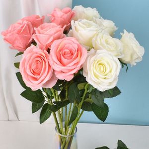 Elegante kunstmatige zijde Rose Flower Bouquet Craft Ornament Bridal Holding Flowers for Home Living Decor Wedding Levert 200pcs