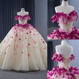 Vestido de fiesta elegante, vestidos de novia de capilla, apliques de flores coloridas con cordones y tren largo, vestidos de novia de talla grande