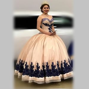 Elegante baljurk Quinceanera Jurken met Sweetheart Kant Applicaties Satijn Meisjes Pageantjurken Lace Up Back Custom Made Graduation Jurk