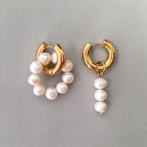 Boucle d'oreille baroque élégante en perles d'eau douce