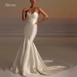 Robe de mariée style sirène, élégante, plissée, sans bretelles, Simple, chérie, sans manches, dos ouvert, longueur au sol, robe de mariée YD