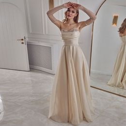 Elegante kralen kraagavondjurken Sweeteart Drie kwart mouwen prom jurk ploeg chiffon vestidos de gala