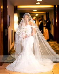 Élégants applications en dentelle perle sirènes robes de mariée pour mariée 2024 hors de l'épaule Bridal Party Vestidos Elegantes Para Mu