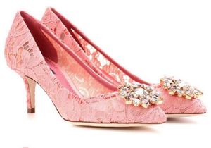 Elegant Mooie Vogue Kant en Sheepskin Simple Style 6 cm 8,5 cm Hoge hakken bruiloft bruids schoenen