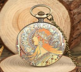 Elegant Beauty Lady Design Pocket Watch Vine Classic Women Girl Analog Quartz Horloges ketting hanger ketting klokcadeaus4192112