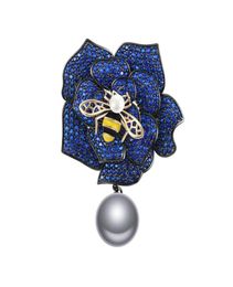 Elegante Bee Flower Broches Emaille Pins Honeybee Crystal Rose Sieraden Pin Broach Bruidsboeket Pin Brosche femme bijoux64605658459465