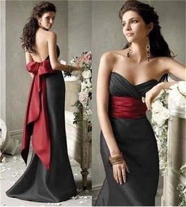 Élégant noir et rouge foncé sirène robes de soirée sexy dos nu chérie longues robes de soirée formelles plis simple corset satin robe de reconstitution historique personnaliser